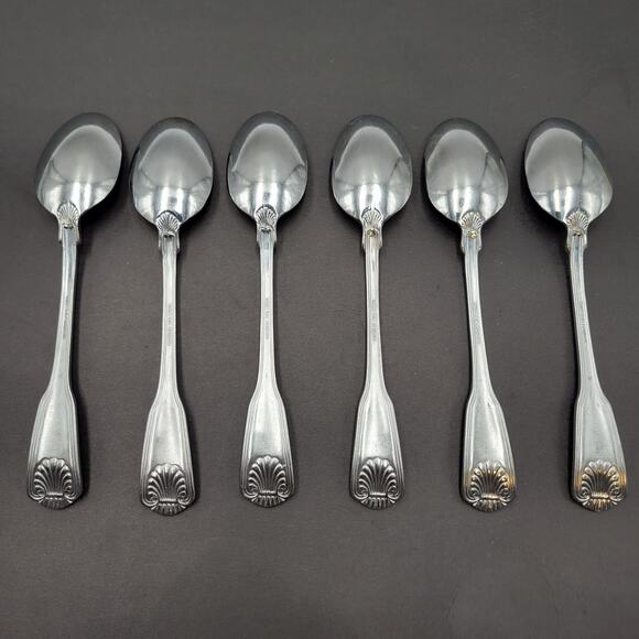 Towle London Shell Tablespoon KOREA Stainless 18/8 Flatware Set Of 6 Vtg - Picture 7 of 7